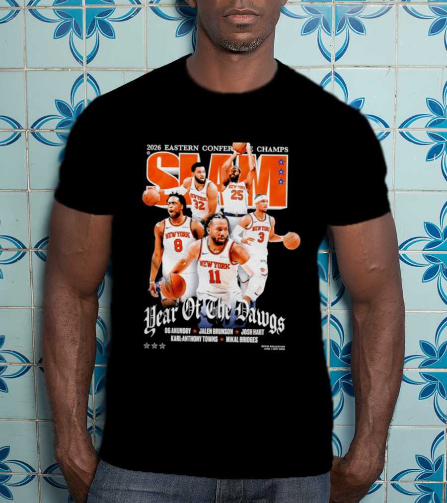 2023 Eastern Conference Champs New York Knicks SLAM Year Of The Dawgs Jalen Brunson Josh Hart Karl Anthony Towns T-Shirt