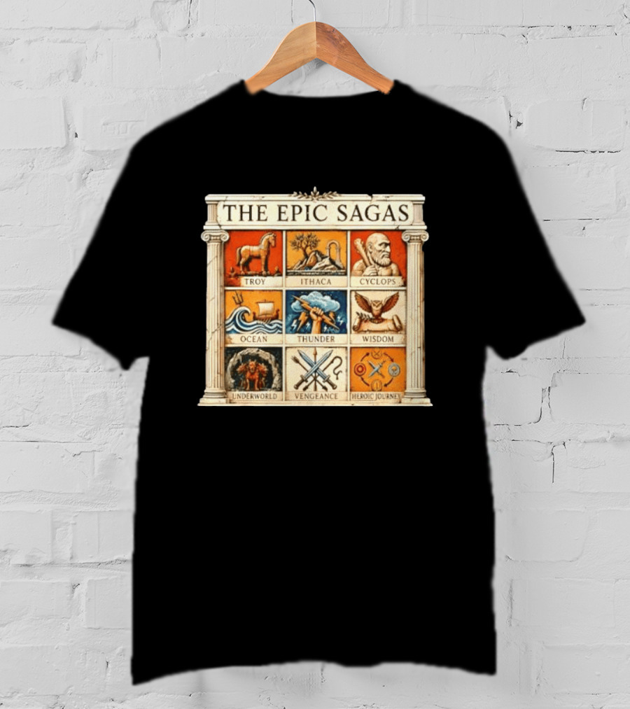 The Epic Sagas Odysseus Trojan War Ocean Thunder Underworld Cyclops Vengeance Heroic Journey T-Shirt