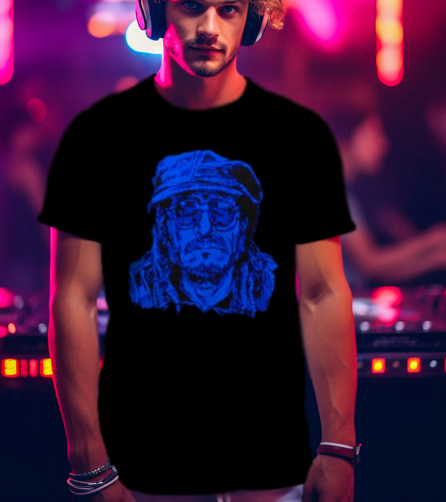 Keith Morris Blue Illustration Iconic Cap And Glasses T-Shirt