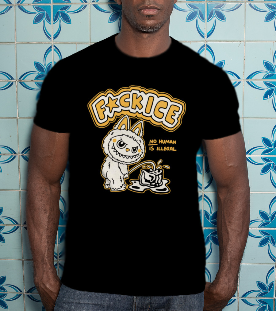 Fck Ice No Human Is Illegal Meme Labubu T-Shirt