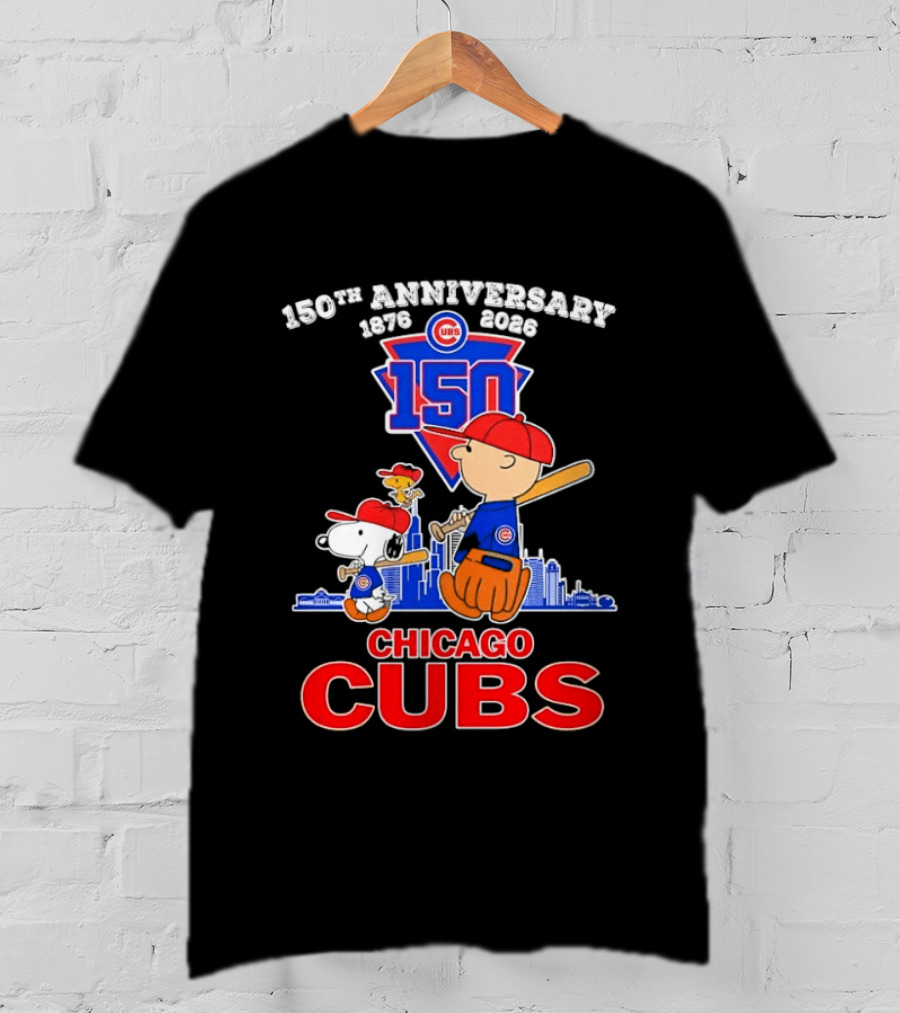 Snoopy Charlie Brown Woodstock Chicago Cubs 150th Anniversary 1876 2026 MLB 150 T-Shirt
