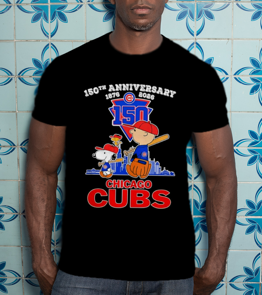 Snoopy Charlie Brown Woodstock Chicago Cubs 150th Anniversary 1876 2026 MLB 150 T-Shirt