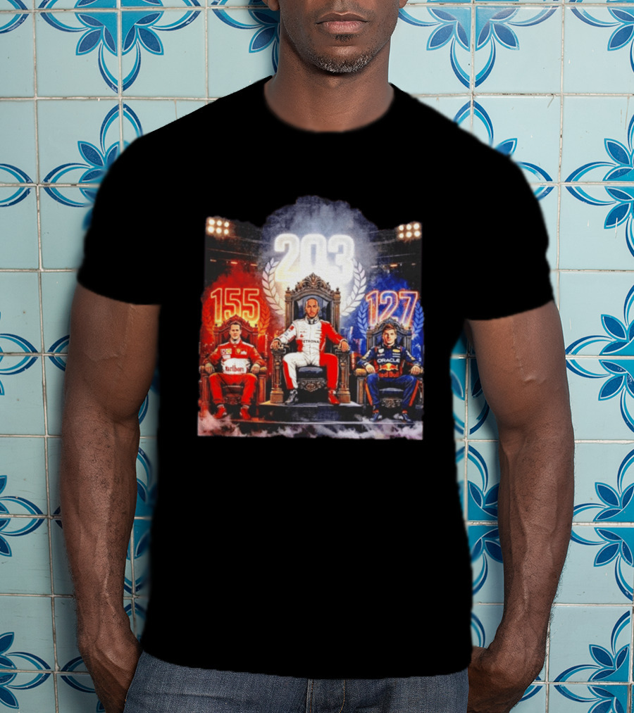 Michael Schumacher Lewis Hamilton Max Verstappen F1 155 203 127 Racing Legends T-Shirt