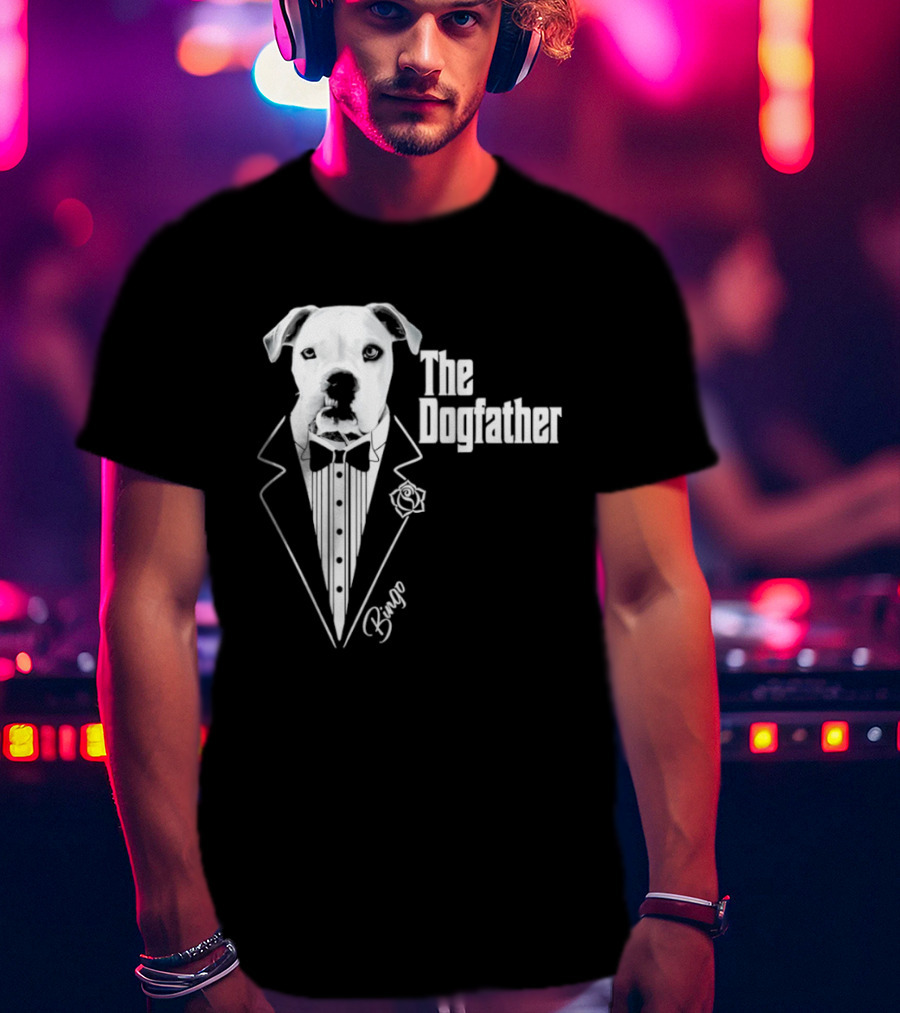 The Dogfather Bingo Tuxedo Bow Tie Rose Godfather Movie Pet Owner T-Shirt