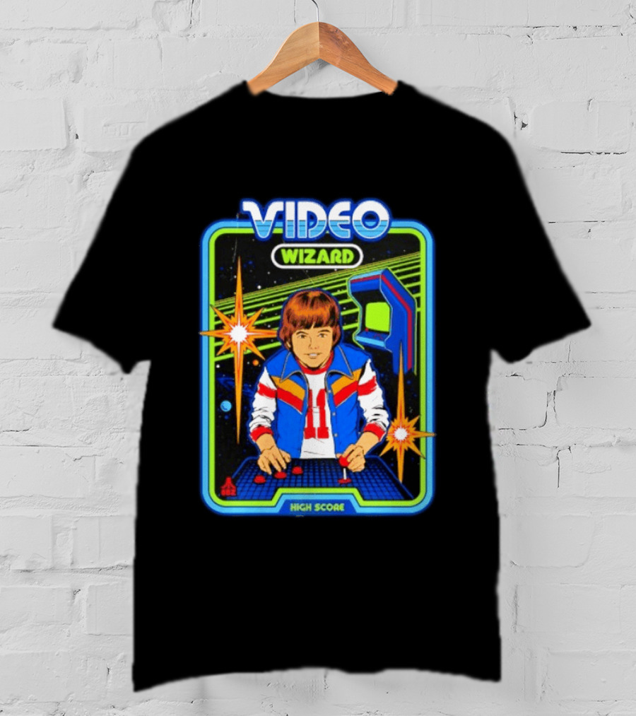 Video Wizard High Score Classic Nerds Vintage Arcade T-Shirt