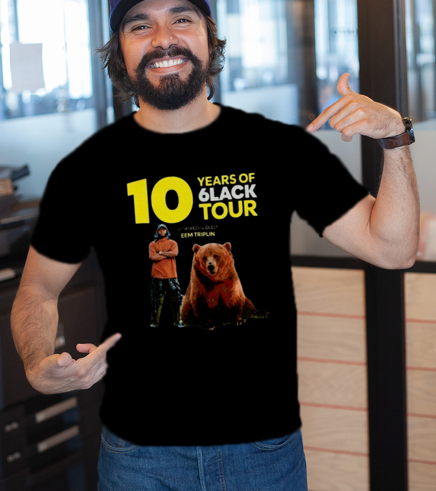 10 Years Of 6lack Tour Eem Triplin Brown Bear T-Shirt