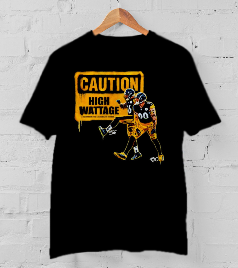 Caution High Wattage Alex Highsmith TJ Watt Pittsburgh Steelers Sack T-Shirt