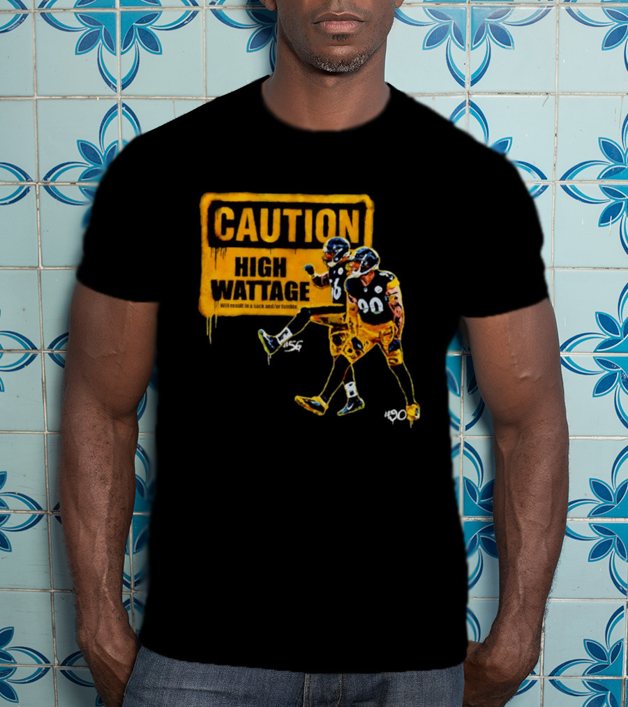 Caution High Wattage Alex Highsmith TJ Watt Pittsburgh Steelers Sack T-Shirt