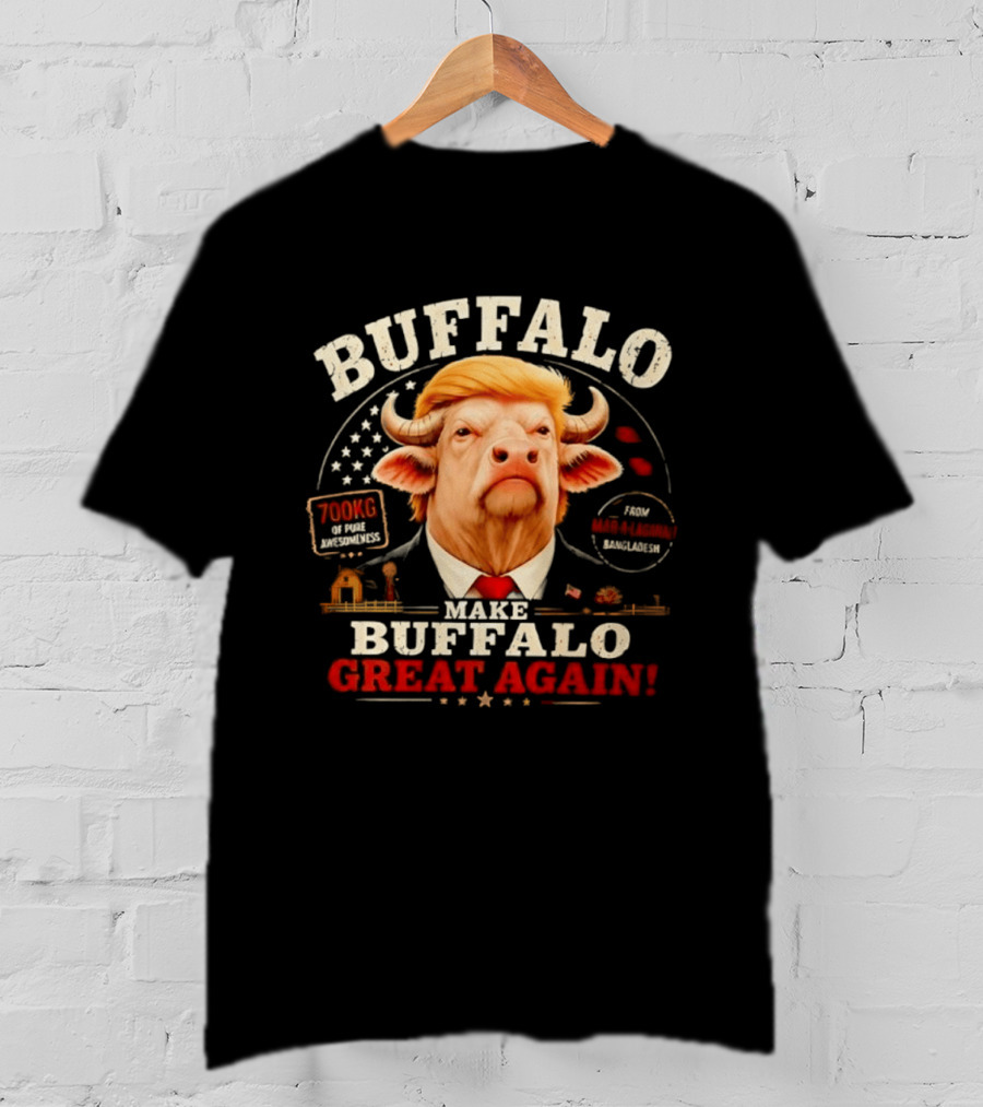 Buffalo Make Buffalo Great Again Funny Graphic With Trump Hair And Star T-Shirt