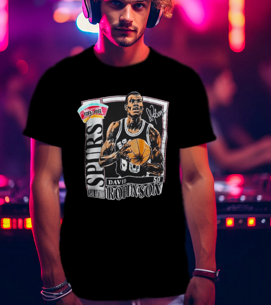 David Robinson San Antonio Spurs 50 Signature 90s Retro Basketball T-Shirt