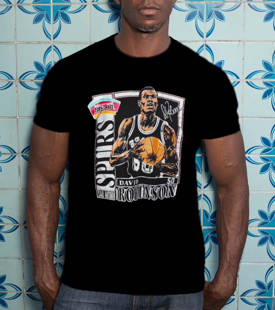 David Robinson San Antonio Spurs 50 Signature 90s Retro Basketball T-Shirt