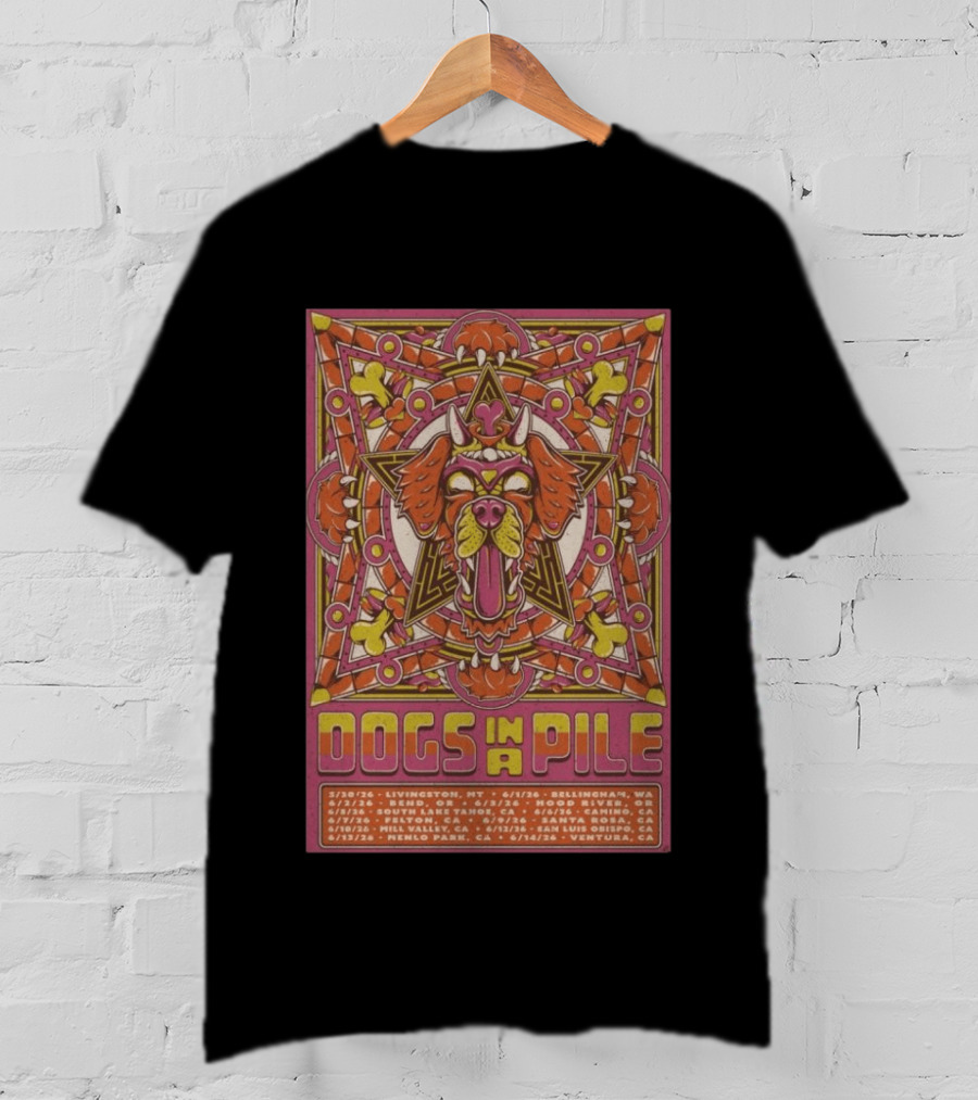 Dogs In A Pile West Coast 2026 Tour Dates And Locations T-Shirt