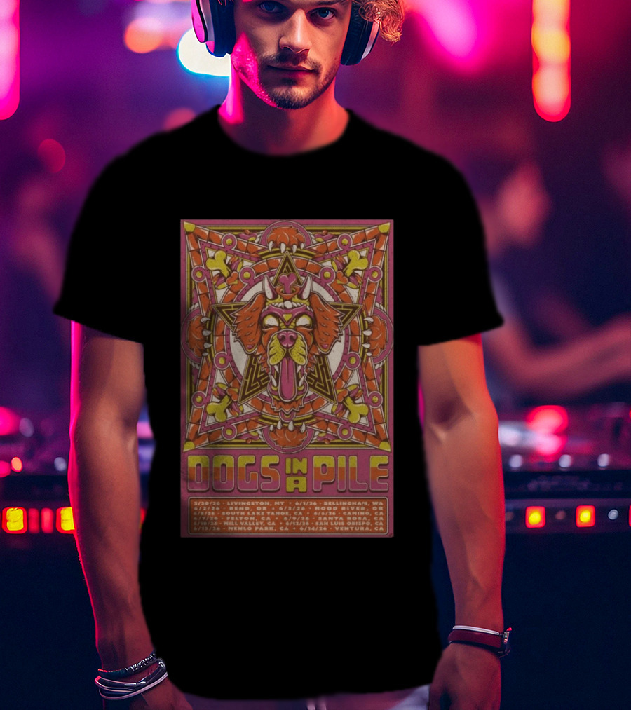 Dogs In A Pile West Coast 2026 Tour Dates And Locations T-Shirt
