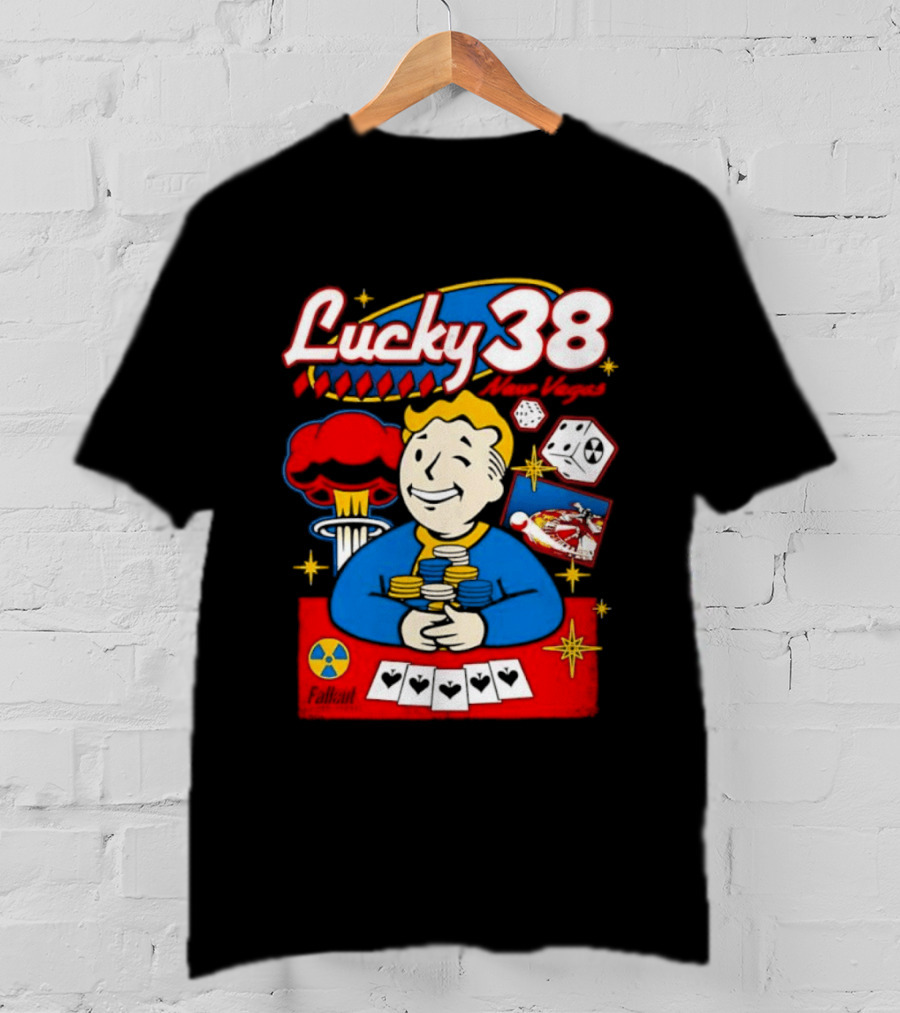 Lucky 38 New Vegas Vault Boy Poker Explosion T-Shirt