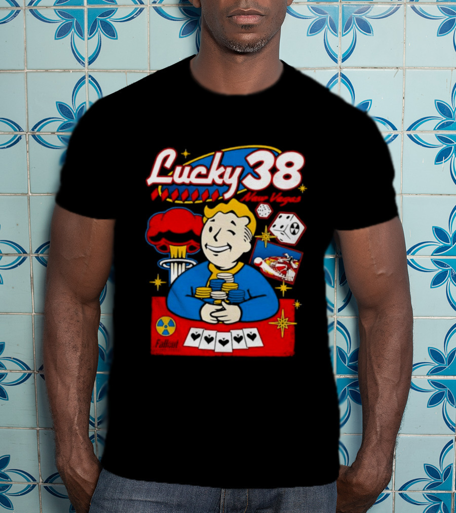 Lucky 38 New Vegas Vault Boy Poker Explosion T-Shirt