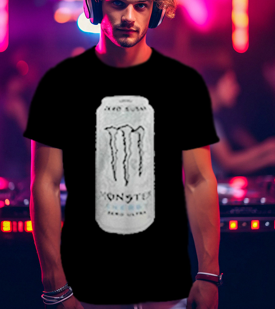 Monster Energy Zero Sugar White Can Patch T-Shirt