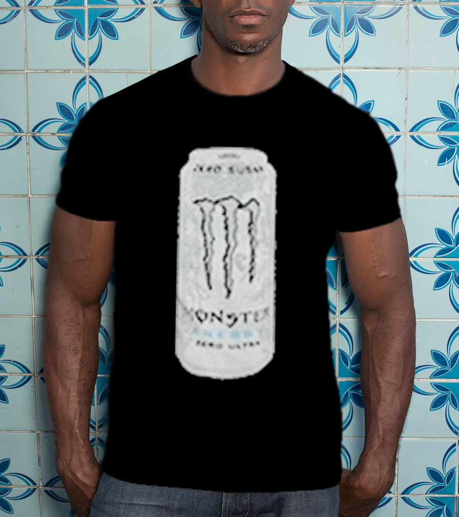 Monster Energy Zero Sugar White Can Patch T-Shirt