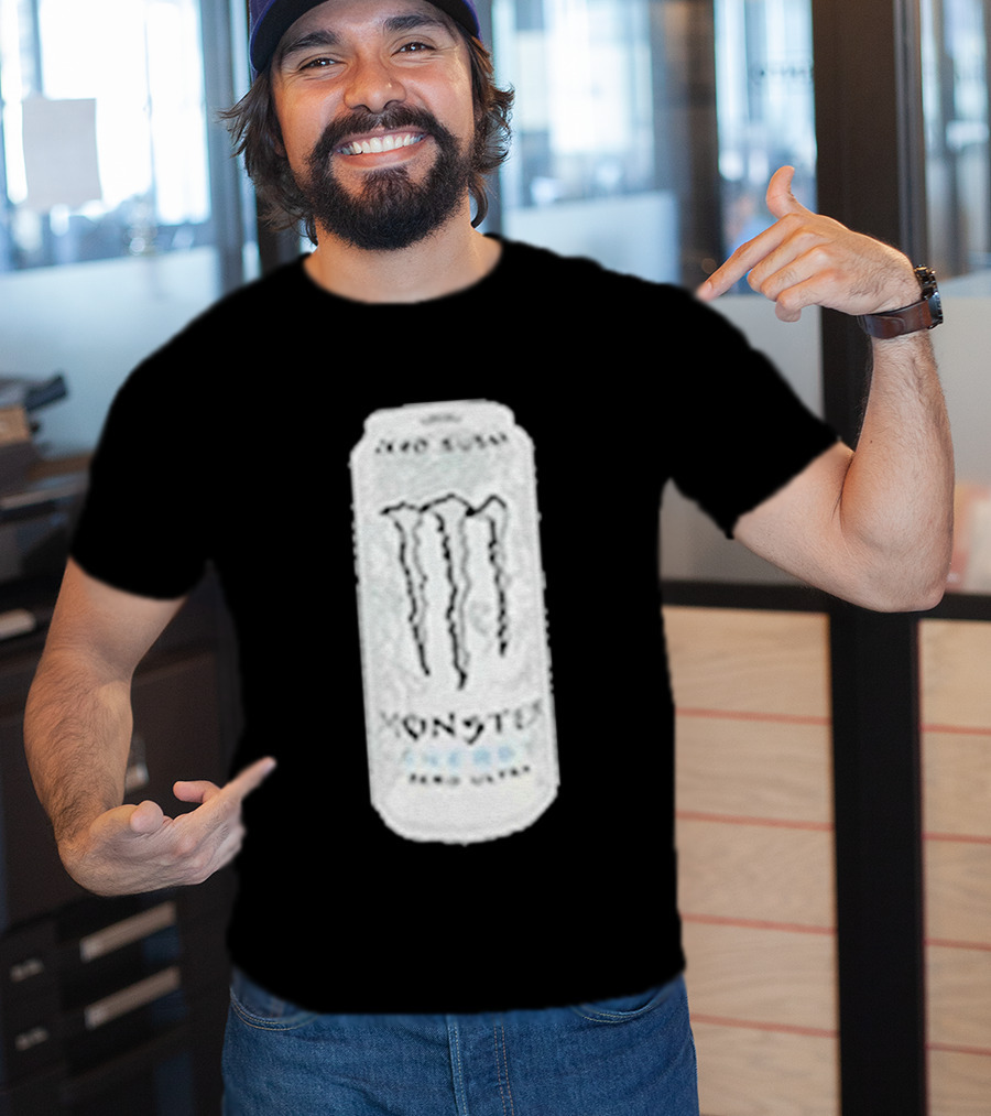 Monster Energy Zero Sugar White Can Patch T-Shirt