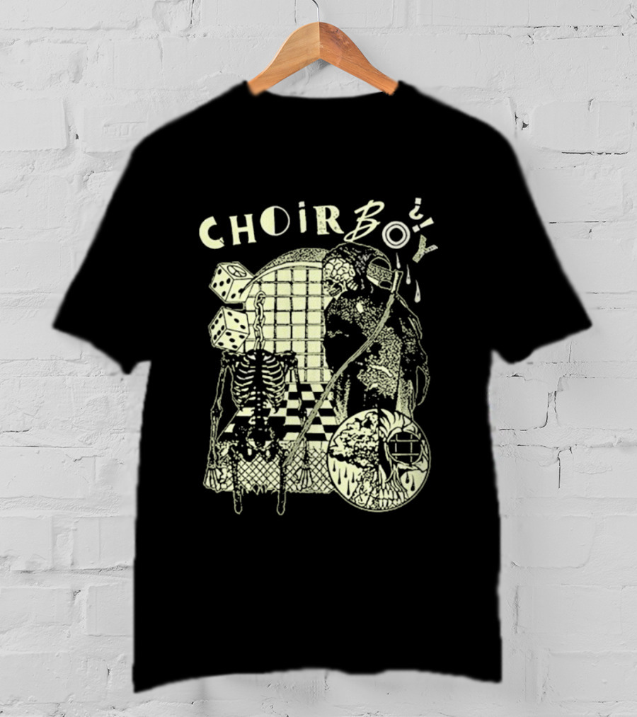 Choir Boy Reaper Skeleton Chessboard T-Shirt