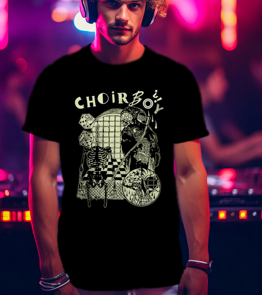 Choir Boy Reaper Skeleton Chessboard T-Shirt