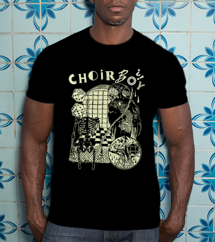 Choir Boy Reaper Skeleton Chessboard T-Shirt