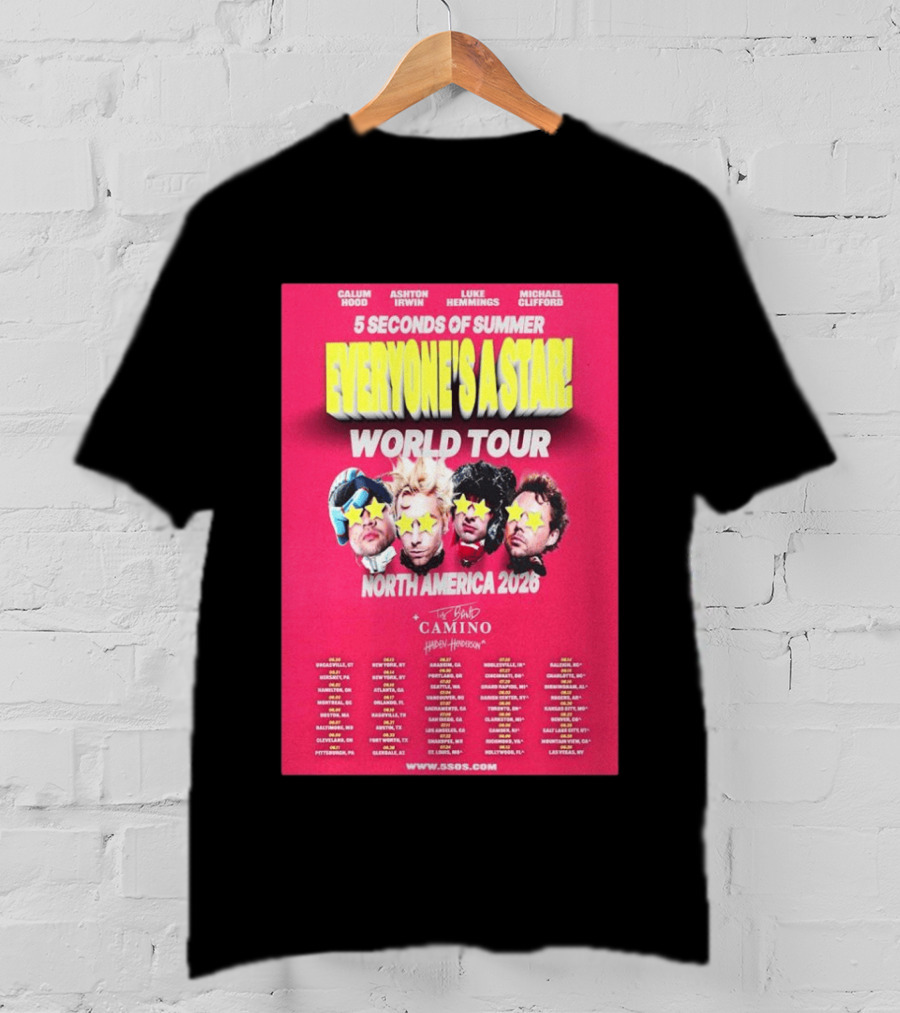 5 Seconds Of Summer Everyone's A Star World Tour North America 2026 Haiden Henderson T-Shirt