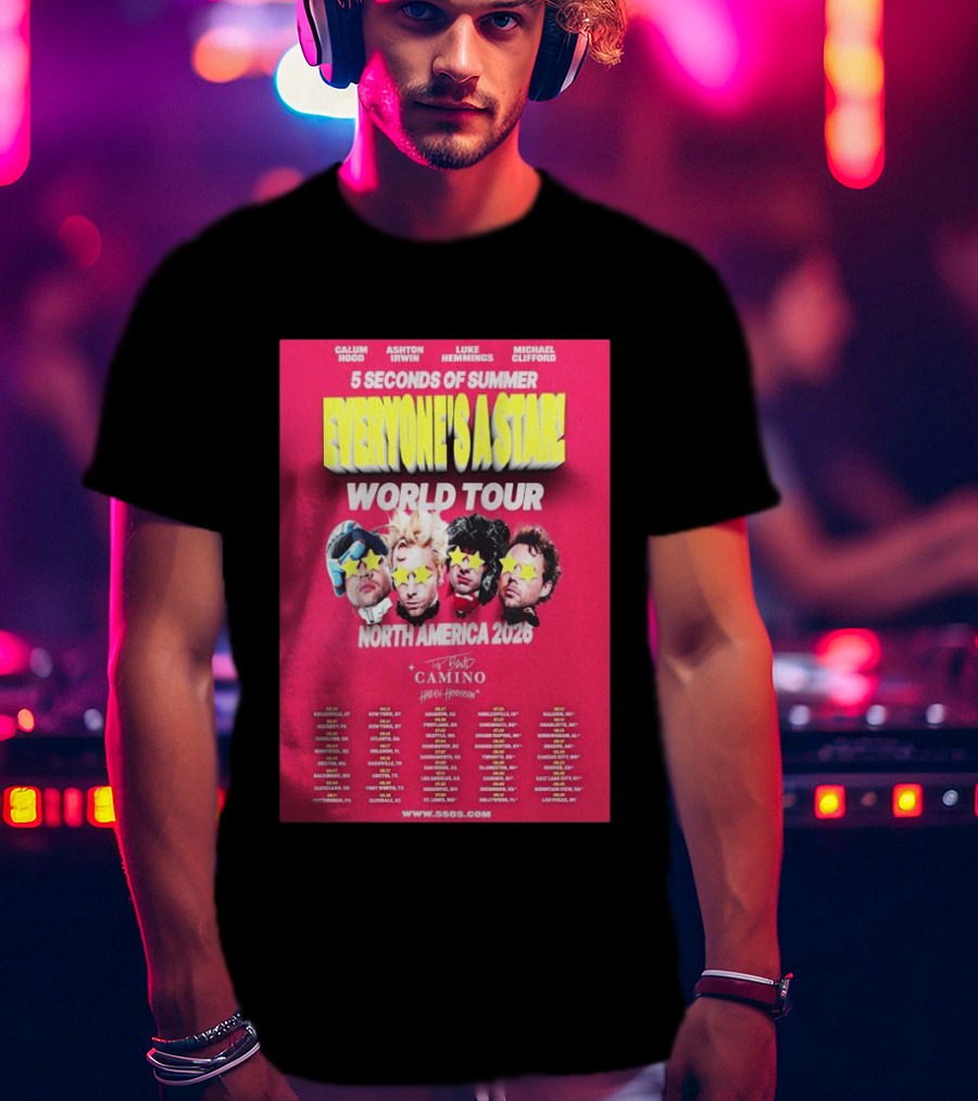 5 Seconds Of Summer Everyone's A Star World Tour North America 2026 Haiden Henderson T-Shirt