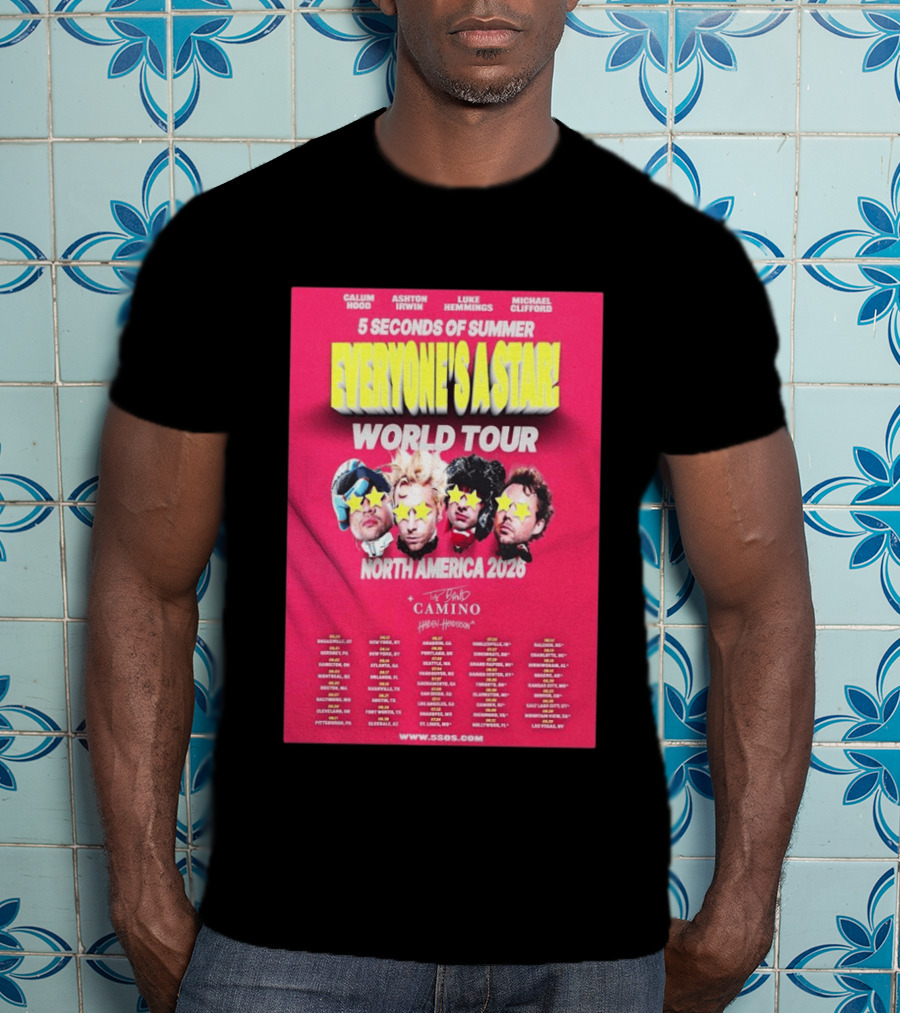 5 Seconds Of Summer Everyone's A Star World Tour North America 2026 Haiden Henderson T-Shirt