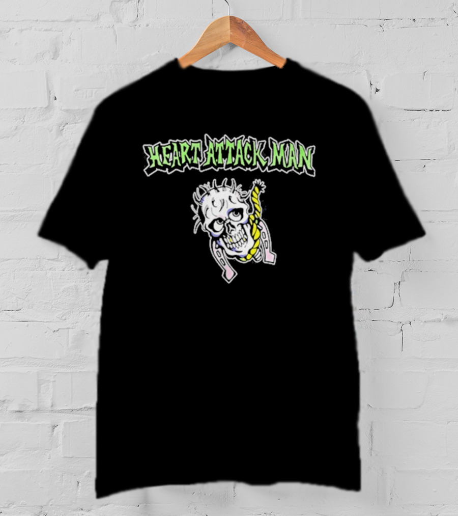 Heart Attack Man Skull Noose Pale Green Text Yellow Rope T-Shirt