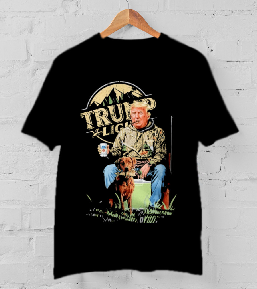 Trump Light Countryside Hunting With Dog And Beer T-Shirt