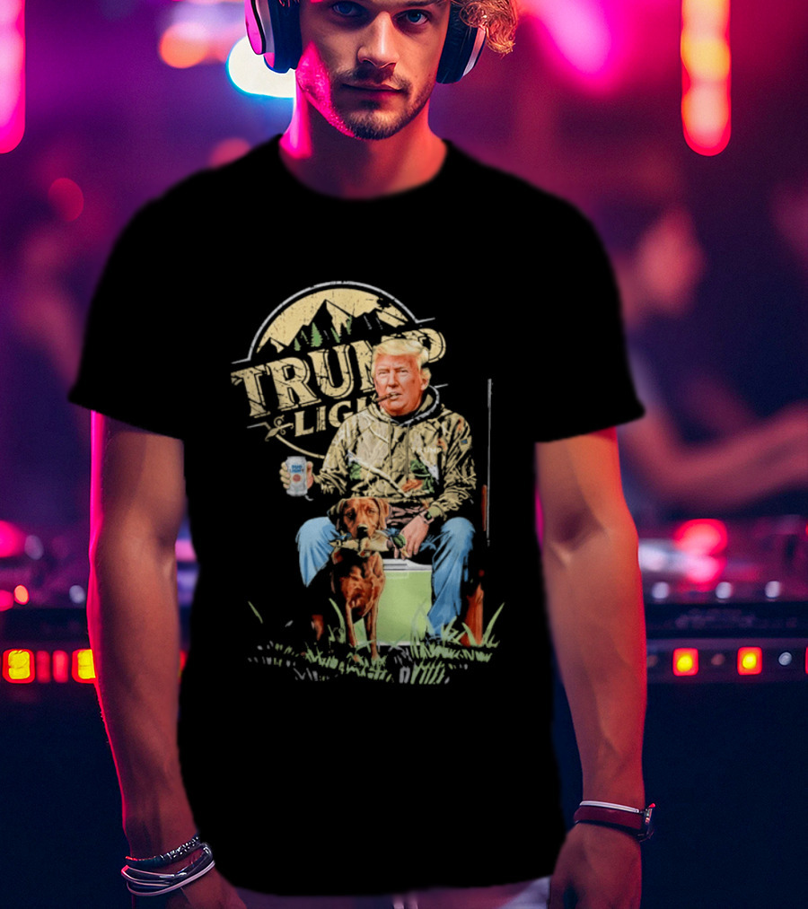 Trump Light Countryside Hunting With Dog And Beer T-Shirt