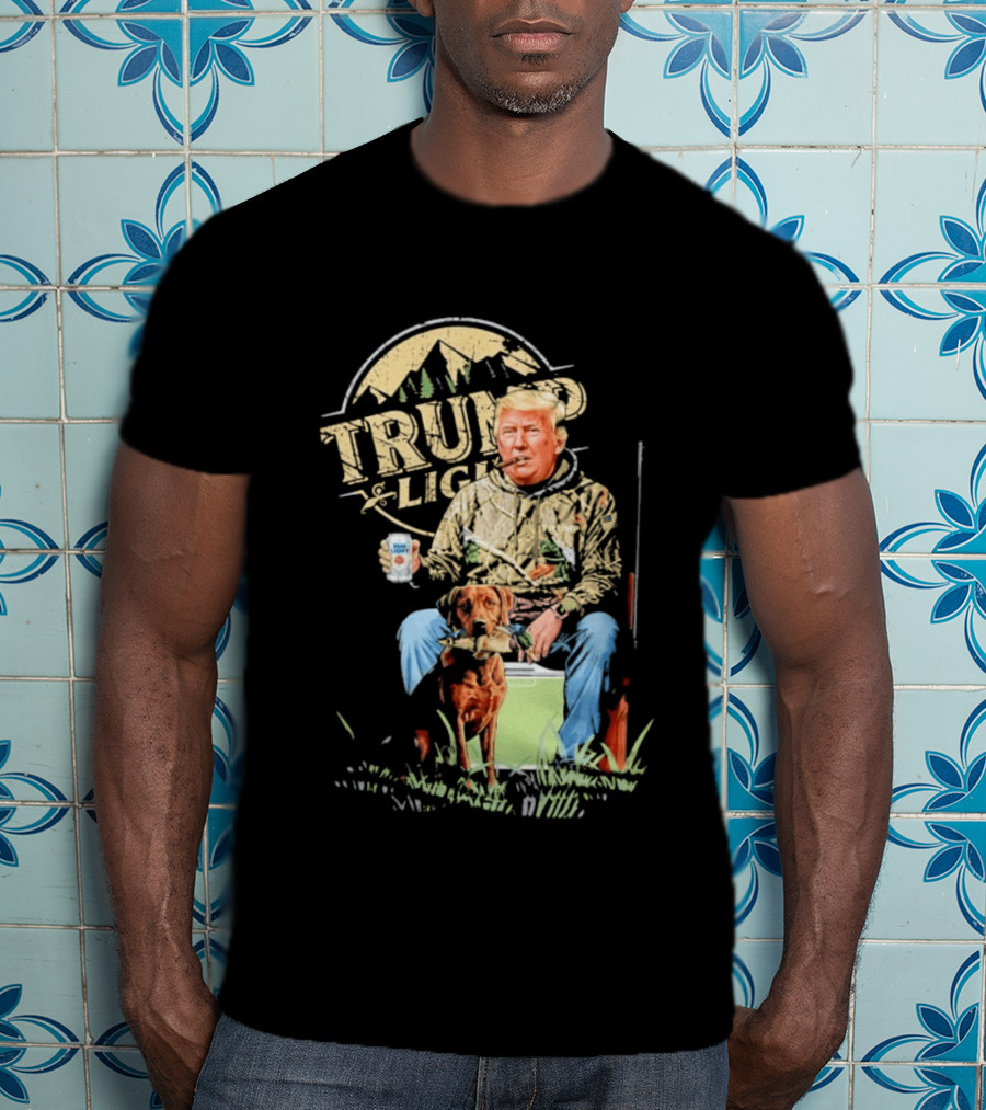 Trump Light Countryside Hunting With Dog And Beer T-Shirt