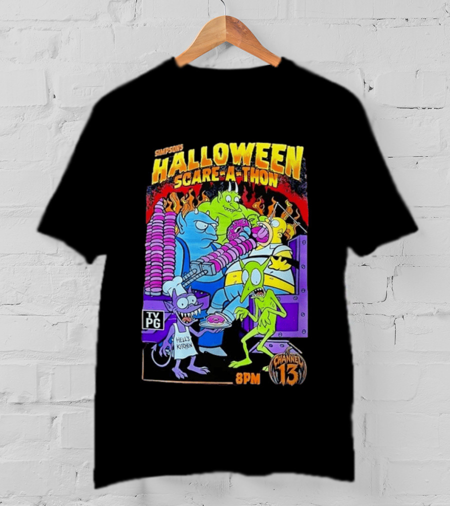 Simpsons Halloween Scare A Thon TV PG 8PM Channel 13 Hell's Kitchen Monsters And Aliens T-Shirt
