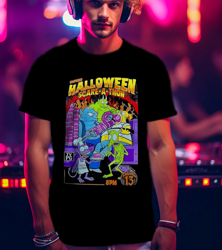 Simpsons Halloween Scare A Thon TV PG 8PM Channel 13 Hell's Kitchen Monsters And Aliens T-Shirt
