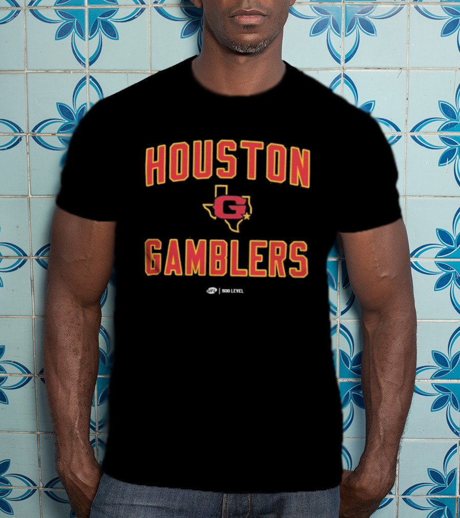 Houston Gamblers UFL Texas Map Letter C T-Shirt