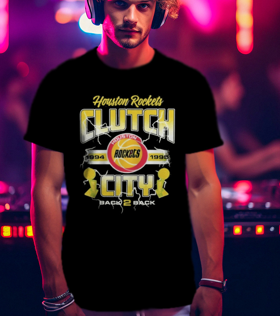 Houston Rockets Clutch City Back 2 Back 1994 1995 NBA Champs T-Shirt