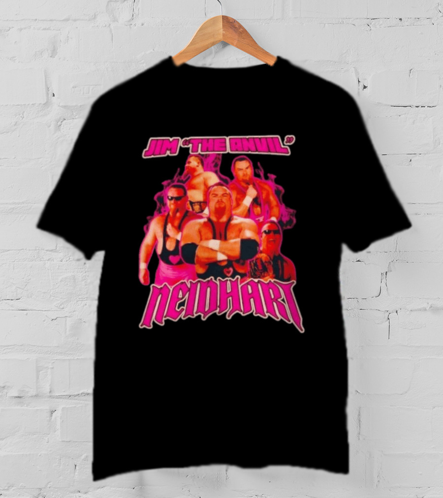 Jim Neidhart The Anvil Wrestler Pink Collage Neidhart T-Shirt