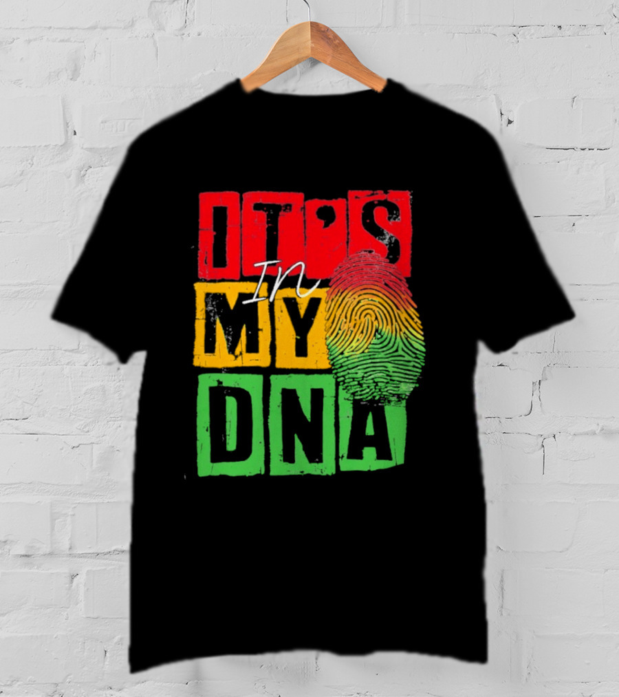 Juneteenth Black Queen It's In My DNA Fingerprint Red Yellow Green T-Shirt