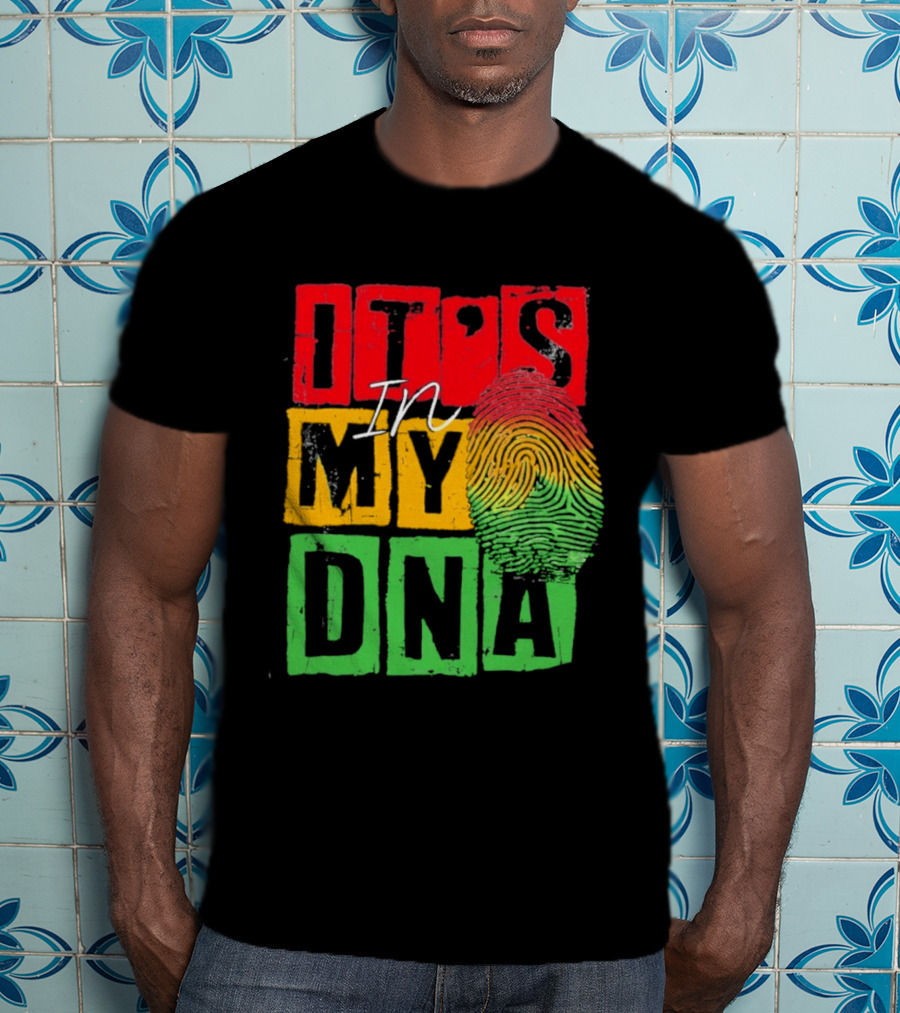 Juneteenth Black Queen It's In My DNA Fingerprint Red Yellow Green T-Shirt