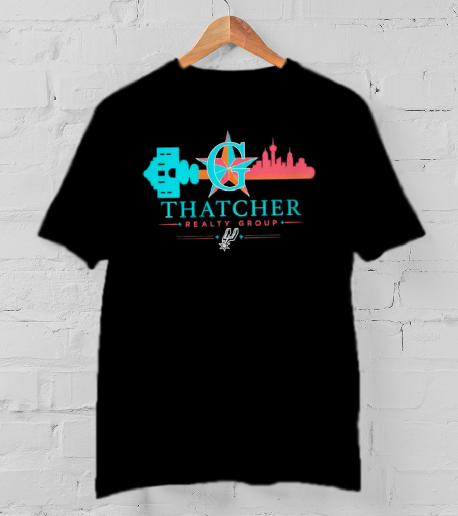 San Antonio Spurs Thatcher Realty Group City Skyline And Key T-Shirt