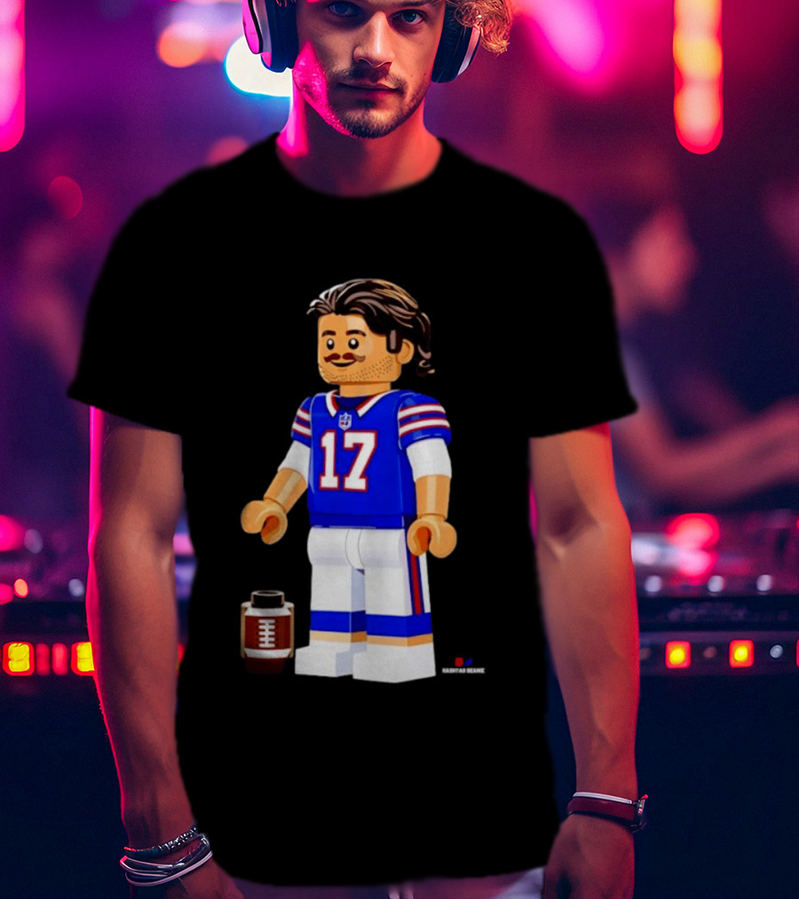 Lego Josh Allen Buffalo Bills 17 Quarterback Minifigure Football Fan Collectible T-Shirt