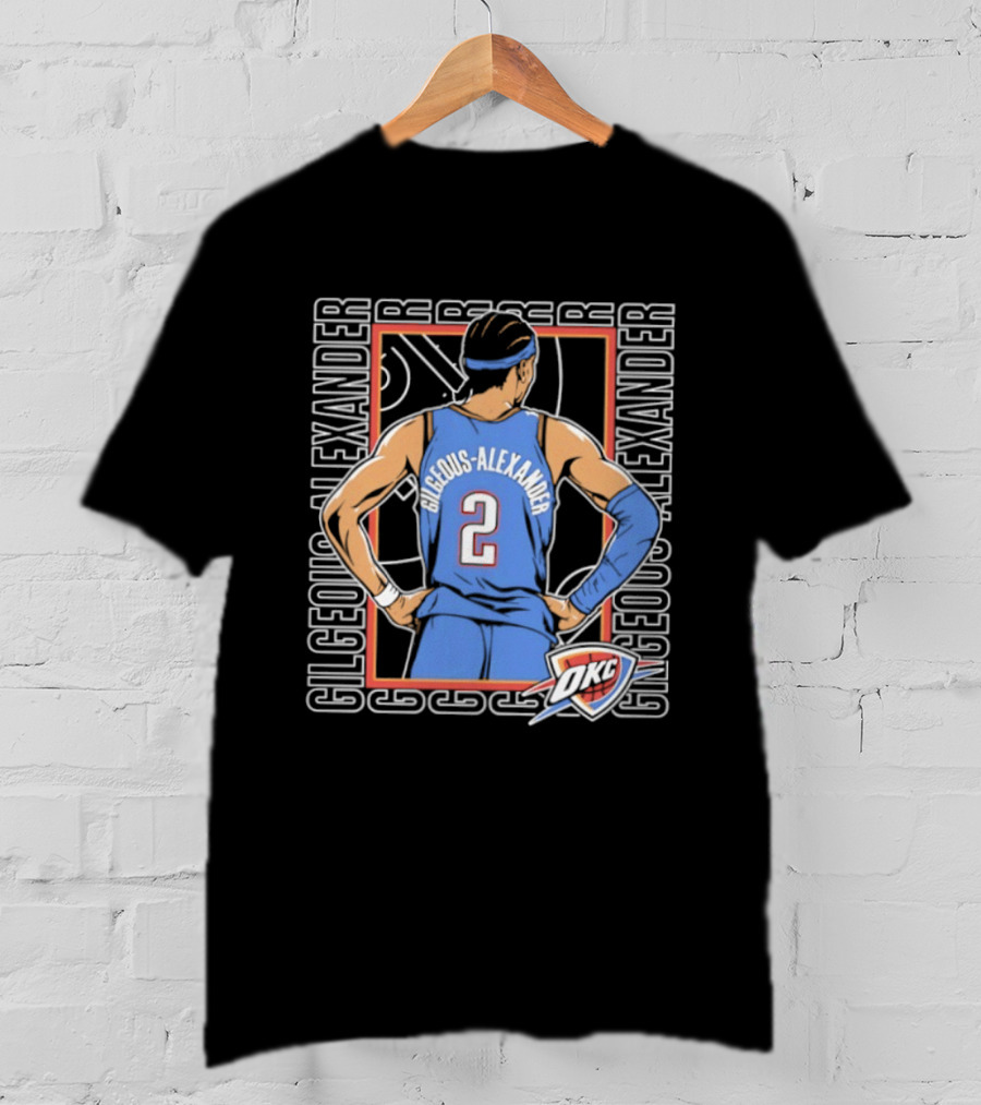 Shai Gilgeous Alexander Oklahoma City Thunder Number 2 Player Pose Repeat T-Shirt