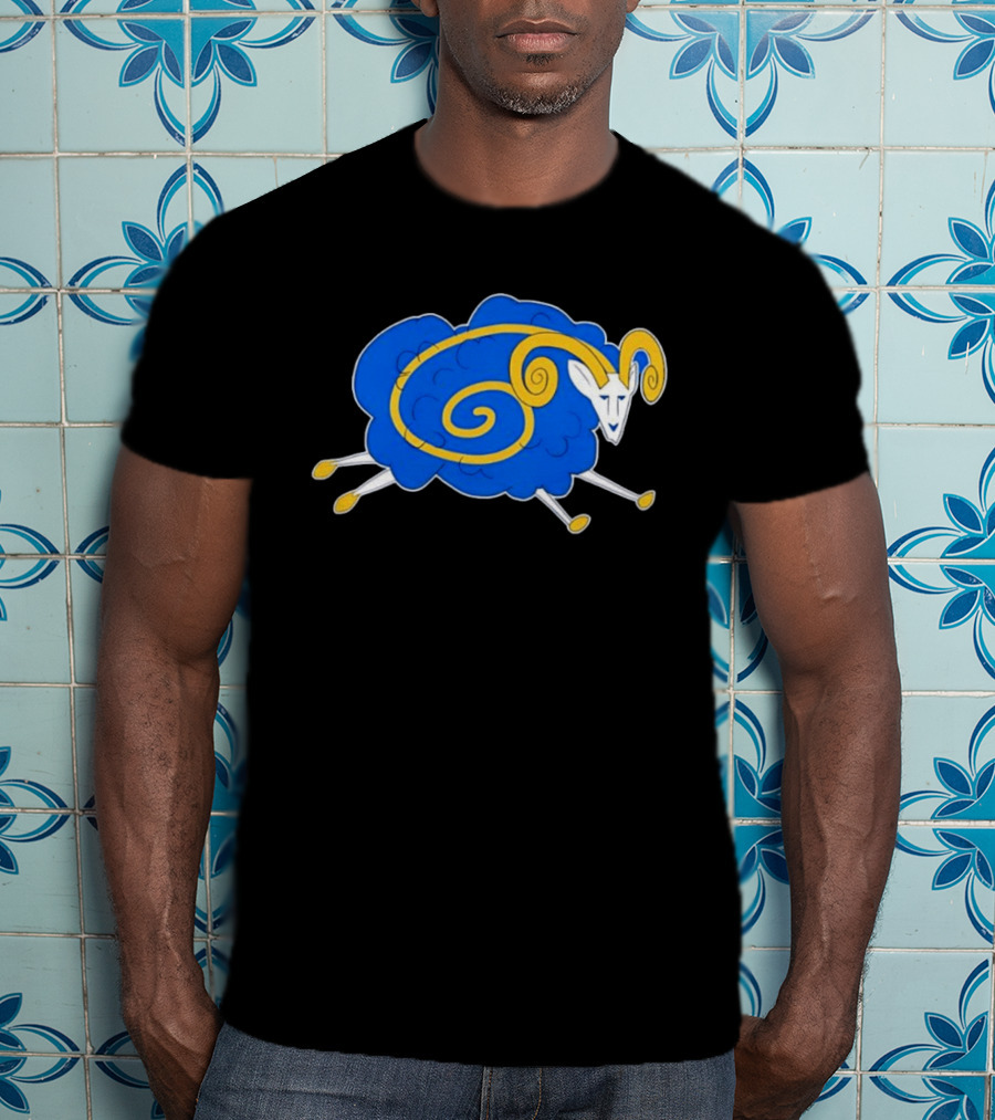 Los Angeles Rams Cursed Spiral Blue Sheep T-Shirt