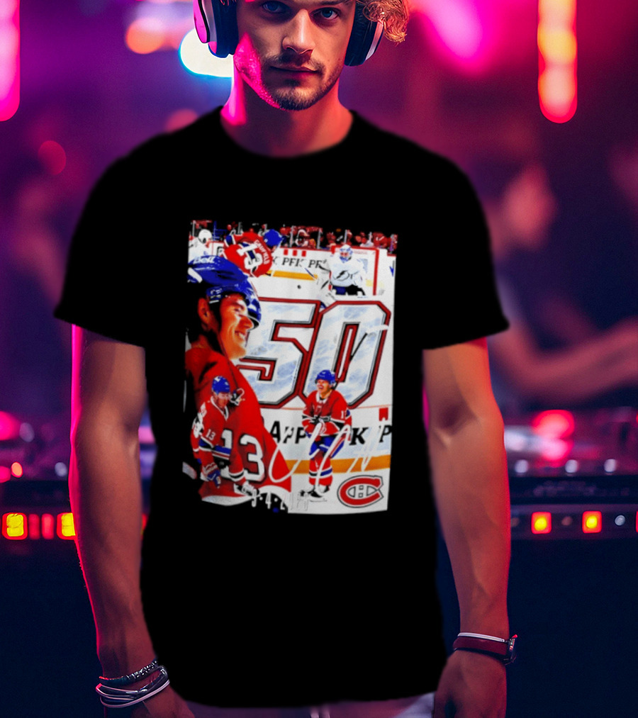 Montreal Canadiens Cole Caufield 50 Goals Celebration 2026 T-Shirt