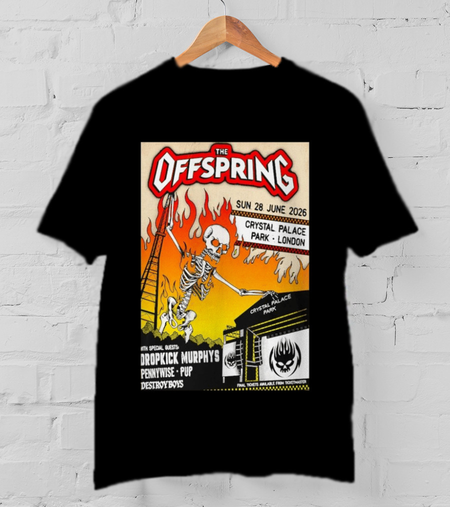 The Offspring Concert June 28 2026 Crystal Palace Park London Dropkick Murphys Pennywise Pup Destroy Boys T-Shirt