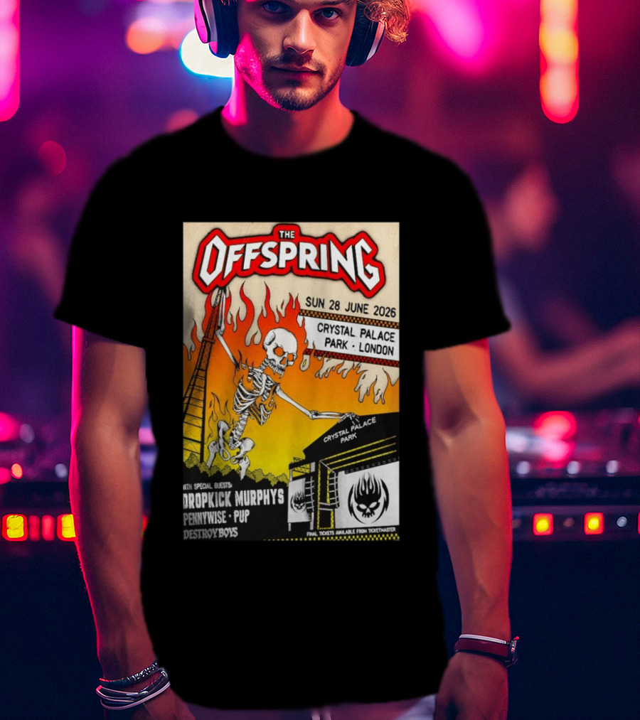 The Offspring Concert June 28 2026 Crystal Palace Park London Dropkick Murphys Pennywise Pup Destroy Boys T-Shirt