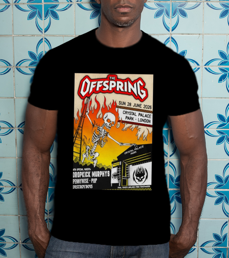 The Offspring Concert June 28 2026 Crystal Palace Park London Dropkick Murphys Pennywise Pup Destroy Boys T-Shirt