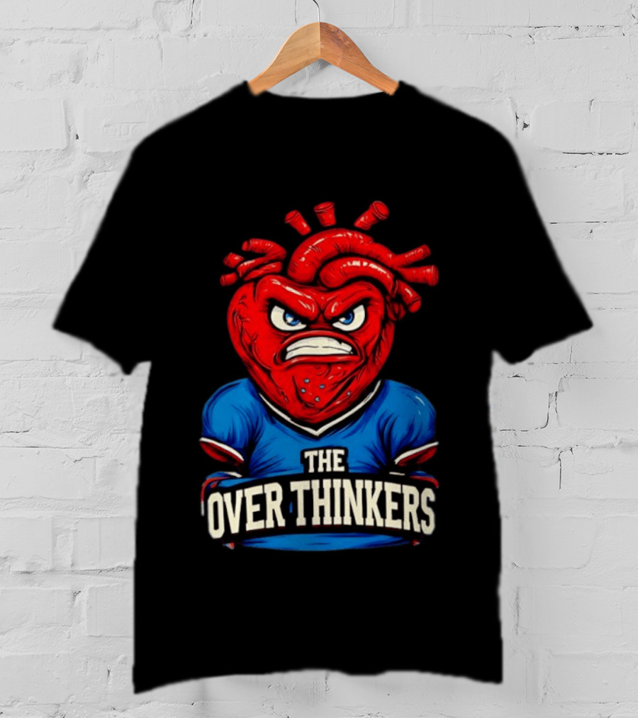 The Overthinkers Varsity Angry Heart Bold Red Blue T-Shirt