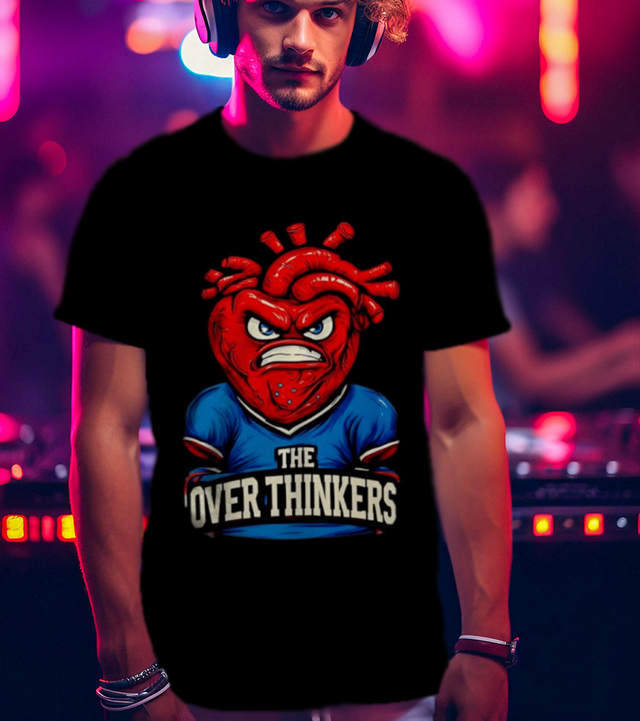 The Overthinkers Varsity Angry Heart Bold Red Blue T-Shirt