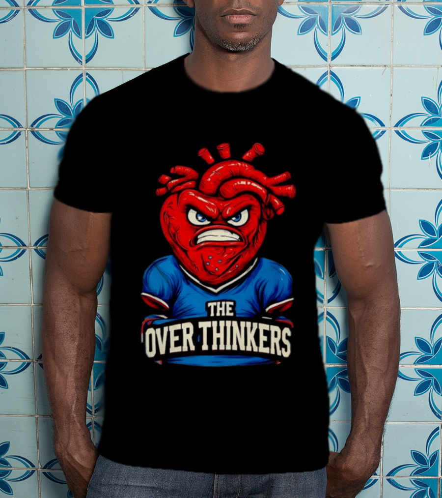 The Overthinkers Varsity Angry Heart Bold Red Blue T-Shirt